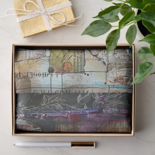 ヴィンテージ抽象芸術アートコラージュ分離 薄葉紙 (ギフト)