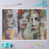 ヴィンテージ抽象芸術アートコラージュ分離 薄葉紙 (クラフト)