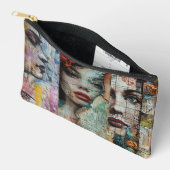 ヴィンテージ抽象芸術アートコラージュ化粧品バッグ アクセサリーポーチ (見開き)