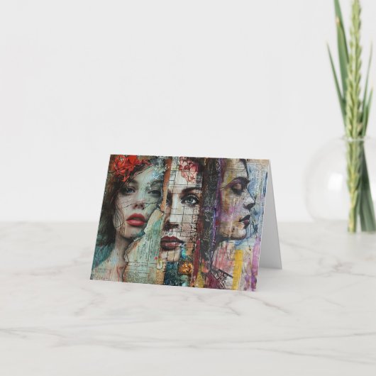 ヴィンテージ抽象芸術アートコラージュ空白のノートカード シーズンカード (正面)