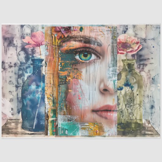 ヴィンテージ抽象芸術アート分離 薄葉紙 (正面)