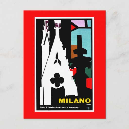 ヴィンテージ抽象芸術イタリアン旅行ポスターミラン ポストカード (正面)