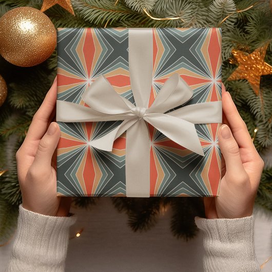 ヴィンテージ抽象芸術カラフルクリスマスパターン ラッピングペーパー