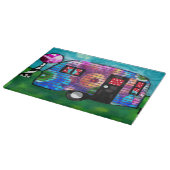 ヴィンテージ抽象芸術キャンプトレーラーフローラハッピーキャンパー カッティングボード (角)