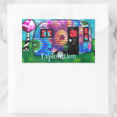 ヴィンテージ抽象芸術キャンプトレーラーフローラハッピーキャンパー 長方形シール (バッグ)