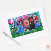 ヴィンテージ抽象芸術キャンプトレーラーフローラハッピーキャンパー 長方形シール (封筒)