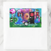 ヴィンテージ抽象芸術キャンプトレーラーフローラハッピーキャンパー 長方形シール (バッグ)