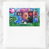 ヴィンテージ抽象芸術キャンプトレーラーフローラハッピーキャンパー 長方形シール (バッグ)