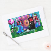 ヴィンテージ抽象芸術キャンプトレーラーフローラハッピーキャンパー 長方形シール (封筒)