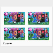 ヴィンテージ抽象芸術キャンプトレーラーフローラハッピーキャンパー 長方形シール (シート)