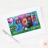 ヴィンテージ抽象芸術キャンプトレーラーフローラハッピーキャンパー 長方形シール (封筒)