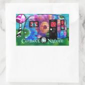 ヴィンテージ抽象芸術キャンプトレーラーフローラハッピーキャンパー 長方形シール (バッグ)