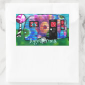 ヴィンテージ抽象芸術キャンプトレーラーフローラハッピーキャンパー 長方形シール (バッグ)