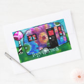 ヴィンテージ抽象芸術キャンプトレーラーフローラハッピーキャンパー 長方形シール (封筒)