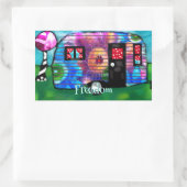 ヴィンテージ抽象芸術キャンプトレーラーフローラハッピーキャンパー 長方形シール (バッグ)