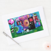 ヴィンテージ抽象芸術キャンプトレーラーフローラハッピーキャンパー 長方形シール (封筒)