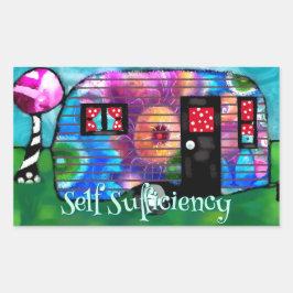 ヴィンテージ抽象芸術キャンプトレーラーフローラハッピーキャンパー 長方形シール