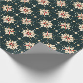 ヴィンテージ抽象芸術クリームと赤いクリスマススター ラッピングペーパー (角)