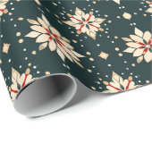 ヴィンテージ抽象芸術クリームと赤いクリスマススター ラッピングペーパー (ロールコーナー)