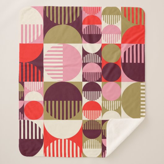 ヴィンテージ抽象芸術シームレス幾何学模様 シェルパブランケット (正面)