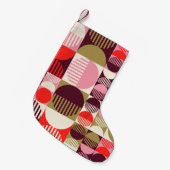 ヴィンテージ抽象芸術シームレス幾何学模様 スモールクリスマスストッキング (正面 (吊り時))