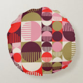 ヴィンテージ抽象芸術シームレス幾何学模様 ラウンドクッション (裏面)