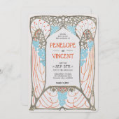 ヴィンテージ抽象芸術フレーム凸版スタイル結婚 招待状 (正面/裏面)