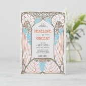 ヴィンテージ抽象芸術フレーム凸版スタイル結婚 招待状 (スタンド正面)