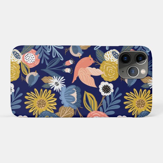 ヴィンテージ抽象芸術フローラの植物および鳥のパターン Case-Mate iPhoneケース (裏面(横))