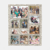 ヴィンテージ抽象芸術フローラファミリー11フォトコラージュ フリースブランケット (正面)