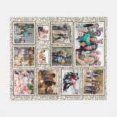 ヴィンテージ抽象芸術フローラファミリー11フォトコラージュ フリースブランケット (正面(横))