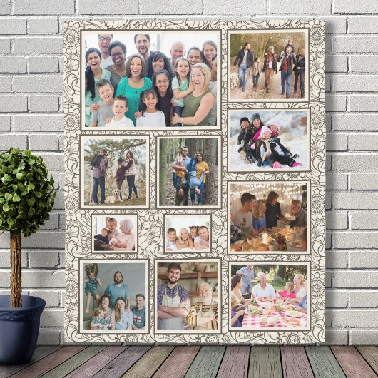 ヴィンテージ抽象芸術フローラファミリー11フォトコラージュ フリースブランケット