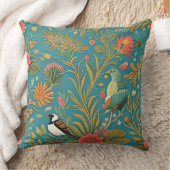 ヴィンテージ抽象芸術フローラ植物鳥柄 クッション (ブランケット)