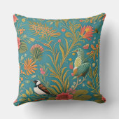 ヴィンテージ抽象芸術フローラ植物鳥柄 クッション (裏面)