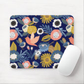 ヴィンテージ抽象芸術フローラ植物鳥柄 マウスパッド (マウス)