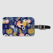 ヴィンテージ抽象芸術フローラ植物鳥柄 ラゲッジタグ (正面横)