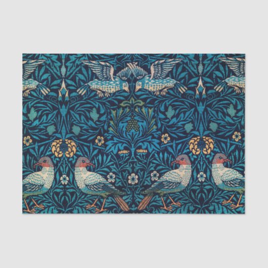 ヴィンテージ抽象芸術フローラ植物鳥柄 薄葉紙 (正面)