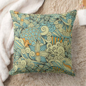 ヴィンテージ抽象芸術フローラ クッション (ブランケット)