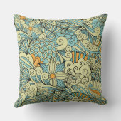 ヴィンテージ抽象芸術フローラ クッション (裏面)