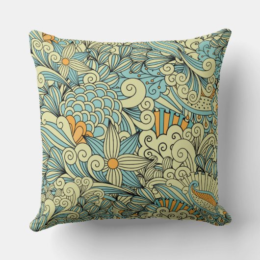 ヴィンテージ抽象芸術フローラ クッション (裏面)