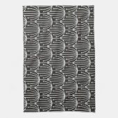 ヴィンテージ抽象芸術フローラ(白黒) キッチンタオル (縦)