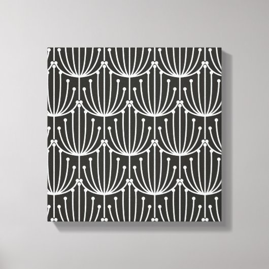 ヴィンテージ抽象芸術フローラ(白黒) キャンバスプリント (正面)