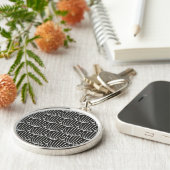 ヴィンテージ抽象芸術フローラ(白黒) キーホルダー (側面)