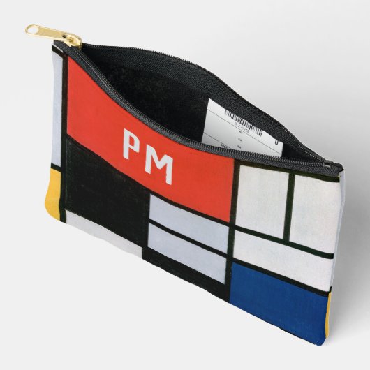 ヴィンテージ抽象芸術合成バイピートモンドリアン アクセサリーポーチ (見開き)