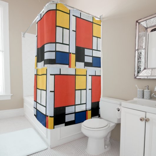 ヴィンテージ抽象芸術合成バイピートモンドリアン シャワーカーテン (インサイチュ)