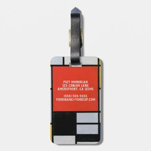ヴィンテージ抽象芸術合成バイピートモンドリアン ラゲッジタグ (裏面縦)