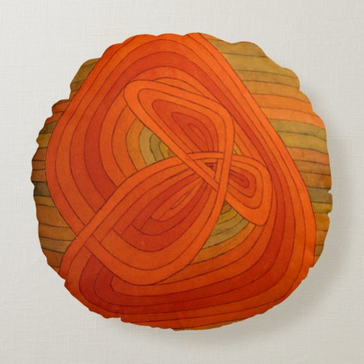 ヴィンテージ抽象芸術孤独なフラワークッション ラウンドクッション (正面)