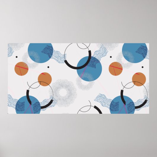 ヴィンテージ抽象芸術幾何学的およびブラシ形状のシームレス ポスター (正面)
