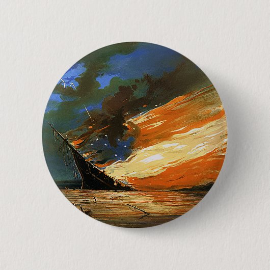 ヴィンテージ抽象芸術書き込みフラグボタン 缶バッジ (正面)
