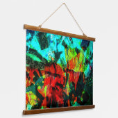 ヴィンテージ抽象芸術木材トップウォールタペストリー、落ち着いた 吊り下げ型タペストリー (傾斜あり)